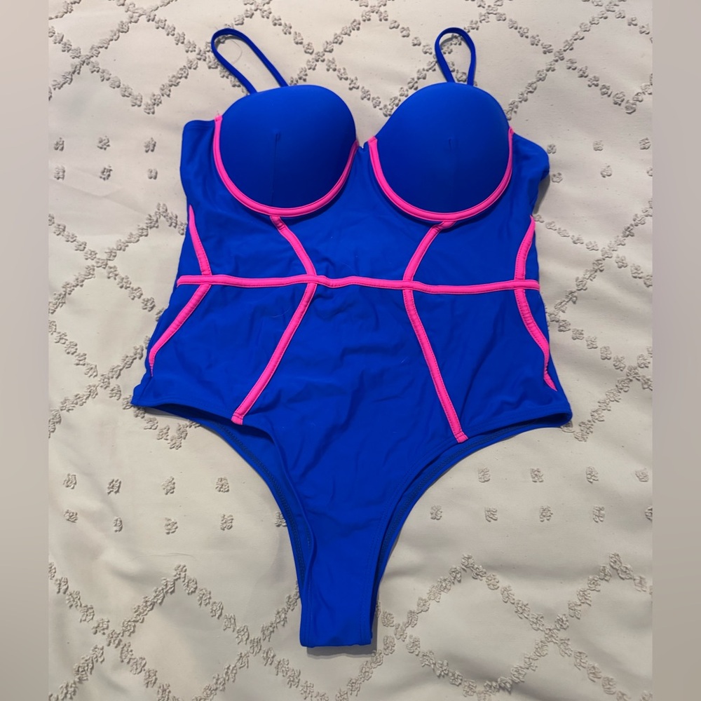 SHEIN Blue and White Swimsuit